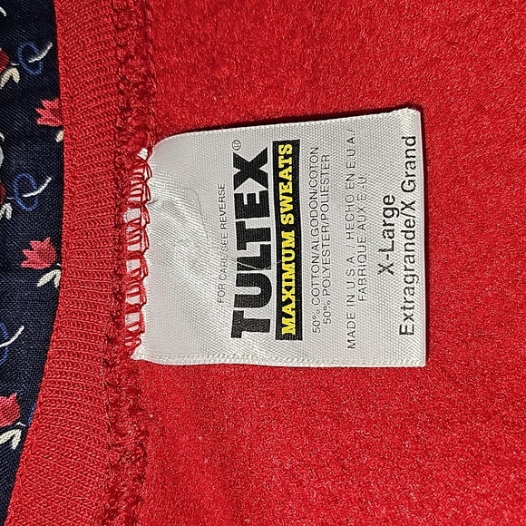 Vintage Patchwork Quilt Denim Jacket Coat Red Long Sleeve XL Pocket Boho Western - Picture 12 of 15